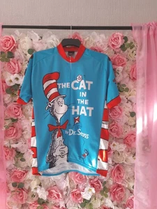 Retro Image Apparel Cycling Jersey Large Cat in the Hat Short Sleeve 3/4 zip - Picture 1 of 7