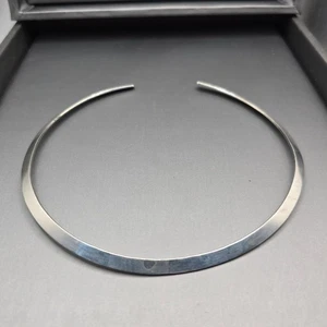 VTG Sterling Silver 925 Torque Collar Necklace Minimalist Flat Design 21.48g - Picture 1 of 11