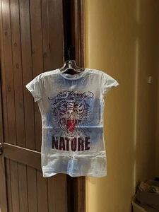 Vintage Ed Hardy Tie-dye Tiger and Sequin Crewneck Top- XS - Picture 1 of 6
