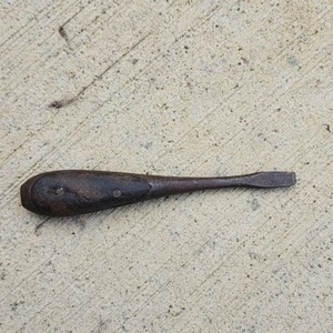 Antique Screwdriver 4" Swedish Or German Made Flat Head Screwdriver Wood Metal - Picture 1 of 11