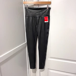 Spanx Leggings Womens Medium x 26" Inseam Black Faux Leather Legging 2437 - Picture 1 of 11