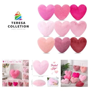 9 Pcs Valentine's Day Heart Pillow Faux Rabbit Fur Fluffy Heart Throw Pillows... - Picture 1 of 8