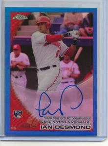 2010 Topps Chrome Rookie Autographs Blue Refractors Ian Desmond #205 - Nationals - Picture 1 of 2