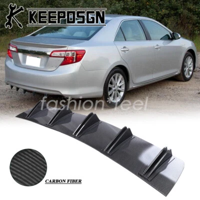 For Toyota Camry CARBON FIBER Rear Bumper Diffuser Lip Splitter Body Shark Fins Foto 1 de 4