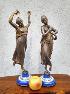 d'Après Canova, Danseuse Et Musicienne En Bronze, XIXème Siècle - Imagen 1 de 16