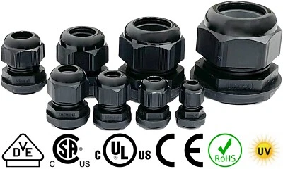 EWH-SHOP M32 Kabelverschraubung mit Gegenmutter schwarz M 32 x 1,5 Kabelverschraubungen