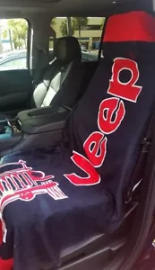 Seat Armour Towel 2 Go Front Car Seat Cover For Wrangler - Black/Red Terry Cloth - Picture 1 of 1