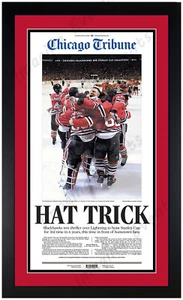 2015 Chicago Blackhawks Stanley Cup Champions stampa giornale opaco e incorniciato! - Foto 1 di 1