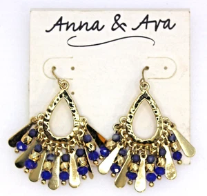 Anna & Ava Ohrringe blau Ohrhänger goldfarben - Bild 1 von 3