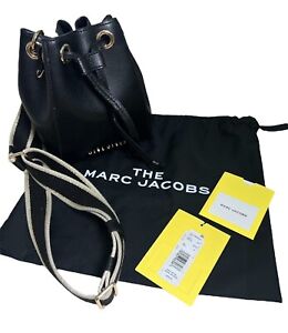 Marc Jacobs The Bucket Bag Crossbody Leather Black Drawstring Adjustable