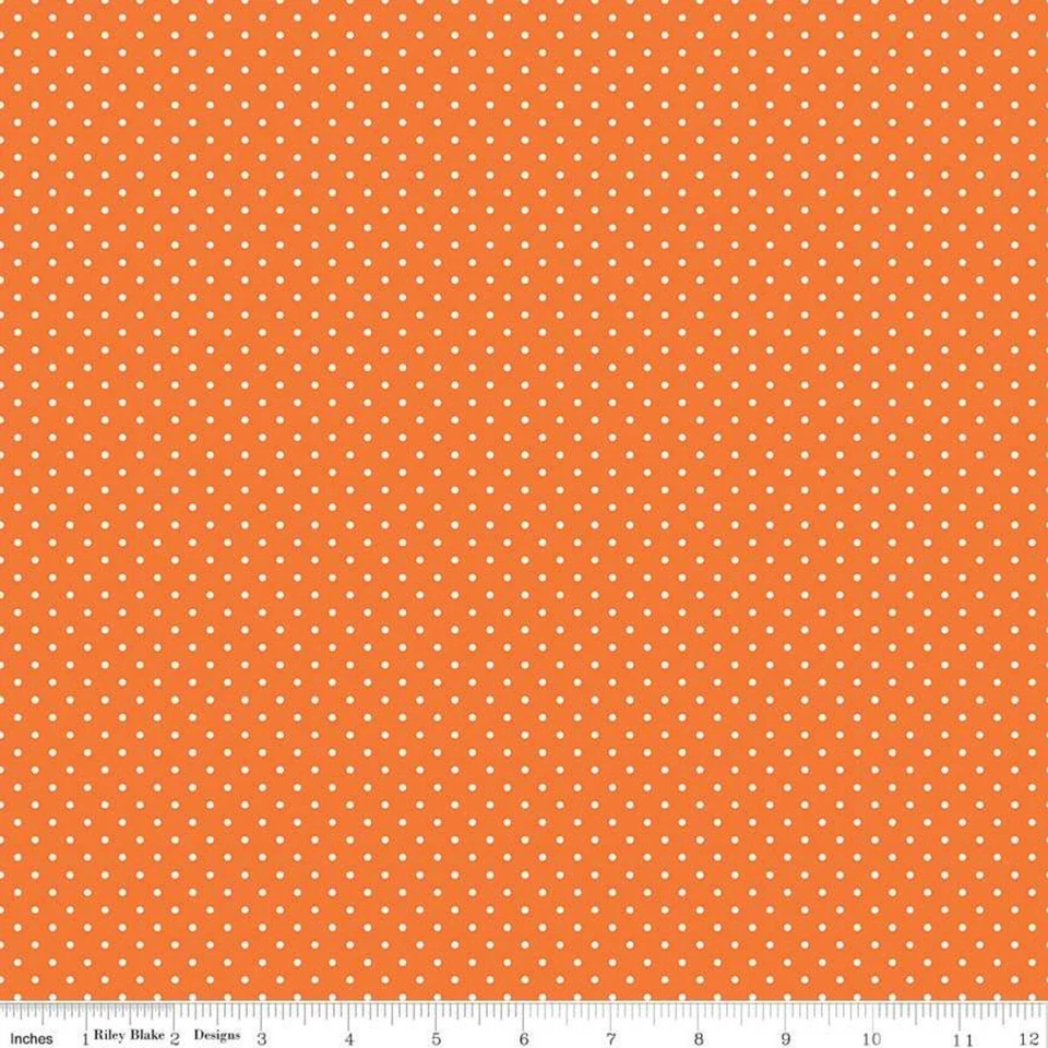Tela acolchada de algodón naranja Riley Blake Swiss Dot (impresa) de 1/4 yarda 9”x42” Foto 1 de 1