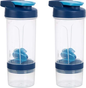 20oz Protein Shaker Bottle with Mixer Ball & Storage Compartments - Picture 1 of 14