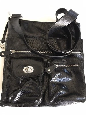 Bolso Bandolera Brighton Negro Imitación Piel de Serpiente Cuero Multi Organizador11X13X1 Foto 1 de 4