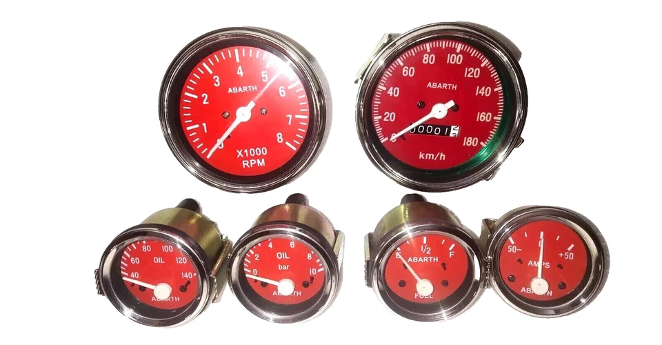 Комплект Abarth - Elec Temp + Масло + Топливо + Датчик Усилителя + Спидометр + Тахо 85 мм RC - Изображение 1 из 3