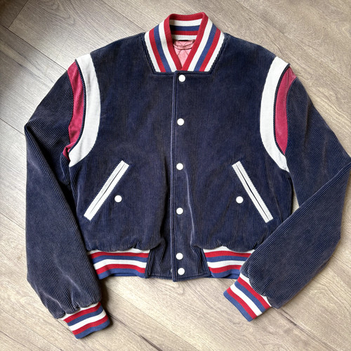 Giacca Bomber Gucci BNWOT 2017 Medium Donna Gatto Arrabbiato Hollywood Blu Rosso Bianco