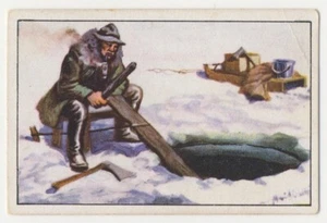 EISFISCHEN ICE FISHING PÊCHE SUR GLACE JAGD FANG IMAGE CARD 1930's - Picture 1 of 2