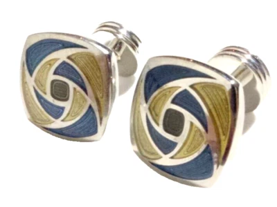 一套正品 CHARLES TYRWHITT 珐琅 CUFFLINKS 全新男式设计师礼物 — 第 1/4 张图片