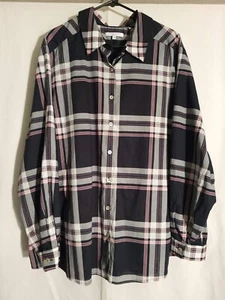 Foxcroft-Black Pink White Plaid Long Sleeve Wrinkle Free Button Shirt Top-24W - Picture 1 of 5