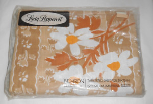 Lady Pepperell TWIN FITTED SHEET for 39"x75" Mattress  Brown Floral NIP Vintage