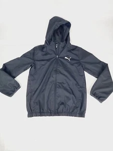 Puma Jacket Youth Medium Black & White Full Zip Long Sleeve Running Hooded Boys - Picture 1 of 5