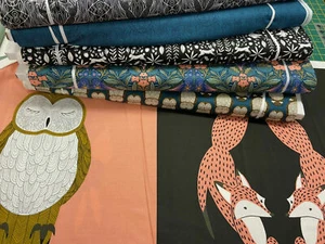 Gingiber Moda Nocturnal Cotton Fabric by 1/4 Metre* or Panel Woodland Animal Owl - Picture 1 of 22