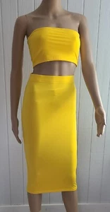 NEW WOMENS SUMMER SLEEVELESS CROPPED TOP & PENCIL SKIRT BODYCON MIDI SET size S - Picture 1 of 7
