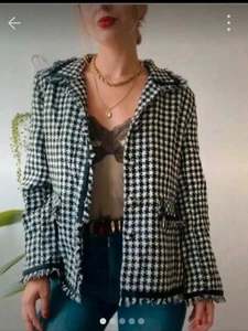 Womans Boucle Houndstooth Trendy Jacket by Robert Louis size UK 10 - Picture 1 of 5
