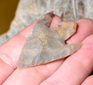 Proyectil de piedra neolítica africana punta de flecha cortada desierto del Sahara, África - Imagen 1 de 6