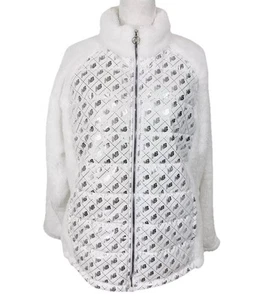 NWT New Balance Logo Contrast Fleece Full Zip Jacket White Sz 2X Plus - Picture 1 of 2