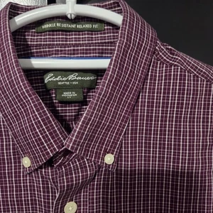 Eddie Bauer Mens Short Sleeve Button Down Shirt Wrinkle Resistant Plaid Size LT - Picture 1 of 6