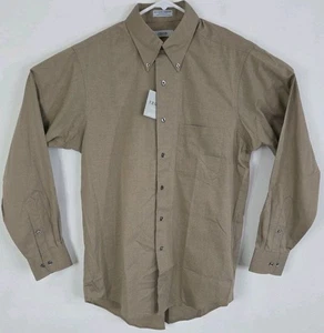Izod NWT Mens Beige 80's 2-Ply Pinpoint Long Sleeve Shirt, Size 15.5 34/35 - Picture 1 of 11