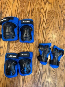 CRZKO Kinder Schutzausrüstung Knieschoner Ellenbogenschoner Handschützer blau oder rot klein neu - Bild 1 von 18