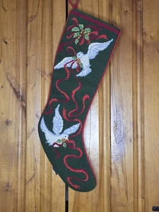 Embroidered Christmas Stocking with Doves  - Picture 1 of 5