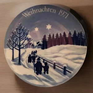 1971 Weihnachten Christmas Plate Echt Cobalt Germany Limited Edition Vintage - Picture 1 of 2