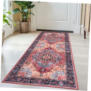 2x5 Vintage Waschbar Teppich Rot Kleinflächenteppich für Eingang, Weich Rutschfest Indoor - Bild 1 von 7