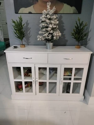 Cómoda blanca de madera de 33" de alto con 5 cajones para dormitorio Foto 1 de 4