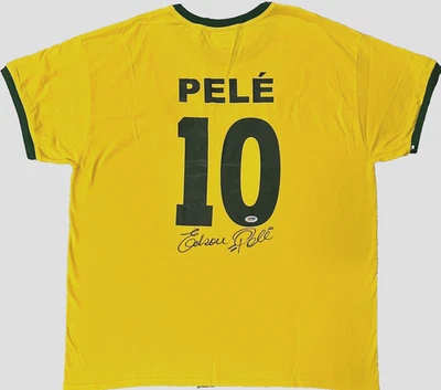 Camiseta de fútbol de Brasil firmada por Pelé nombre completo con certificado de autenticidad de ADN de Edson PSA Foto 1 de 4
