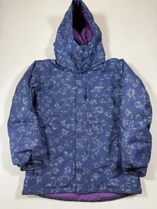 Patagonia Jacket Girls Medium Size 10 Blue Floral Full Zip H2NO Insulated Hiking - Picture 1 of 11