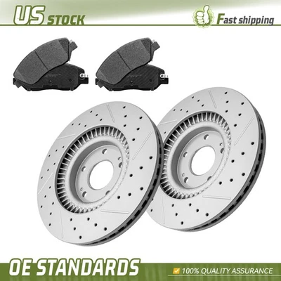 320 毫米前钻盘转子 + 刹车片适用于 2013 - 2019 现代圣达菲 XL — 第 1/4 张图片