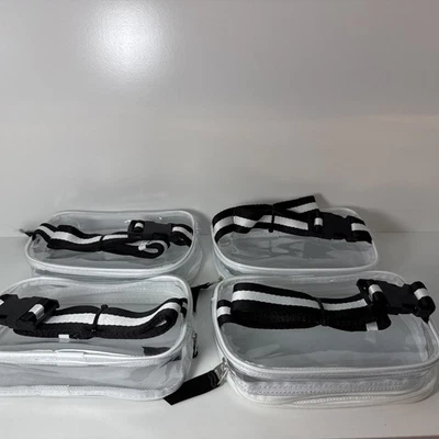 Juego de 4 Riñoneras Bandolera Transparente con Correa Ajustable a Rayas Negras Bolso Día del Juego  Foto 1 de 4