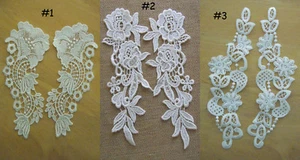 2 Piezas Flor Victoriana Venecia Encaje Aplique Marfil zha7 - Imagen 1 de 4