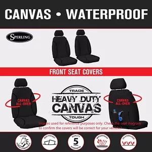For Toyota Hiace Bus Crew Van 2019-On TRADIES Black Canvas Front Seat Cover - Picture 1 of 12