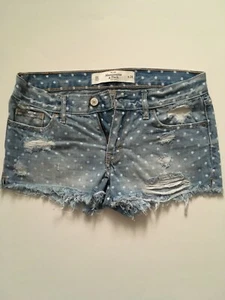 Abercrombie & Fitch Denim Distress Dots Jean Shorts Junior Misses Tween 00 W 24 - Picture 1 of 2