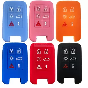 Fit Volvo S60L S80L XC60 6 Button Remote Smart Key Fob Silicone Skin Case Cover - Picture 1 of 16