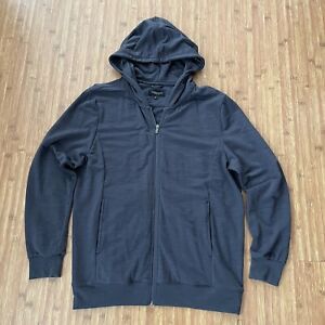 Unbound Merino Mens Travel Hoodie Jacket Zip Size XL Stretch Dark Gray Pockets