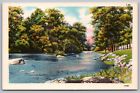 North Carolina Asheville River Waterfront Riverside Linen Vintage Unp Postcard