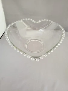 VINTAGE KAISER GLAS KERZENDOCHT HERZFORM SERVIERSCHALE HUGES KORNBLUMENSCHLIFF - Bild 1 von 9