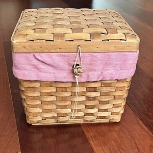 Cesta Tejida con Tapa Forro Rojo Cesta de Almacenamiento Cuadrada Decorativa - Imagen 1 de 10