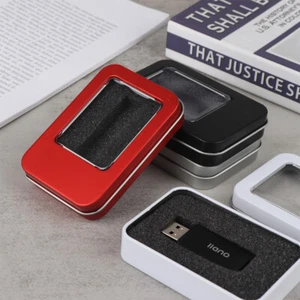 Tinplate U Disk Small Square Box Badge Gift Metal Packaging Box U Disk Large _ou - Photo 1/16