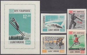ALBANIA 1963 JUEGOS OLÍMPICOS DE INVIERNO INSBRUCK 1964 Mi. 798-801 + BLOQUE 21 - **MNH** - Imagen 1 de 1